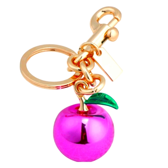 No brand Accessories - Hot Pink Large Metallic Apple Purse Charm and Gold Keychain Accessory